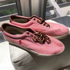 Polo by Ralph Lauren Men's  Pink and White  Striped Sneakers